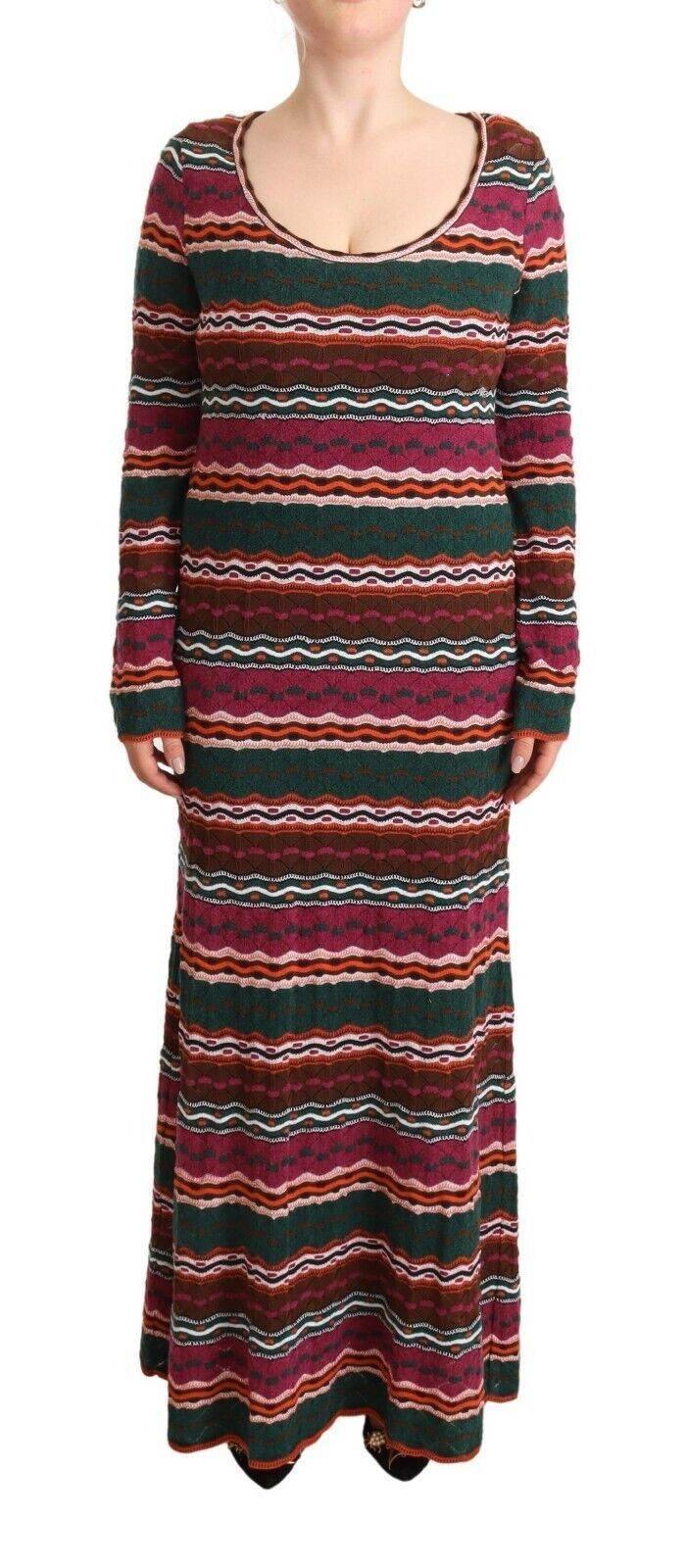 Missoni Multicolor Stripe Wool Knitted Maxi Sheath Dress - Hilstor