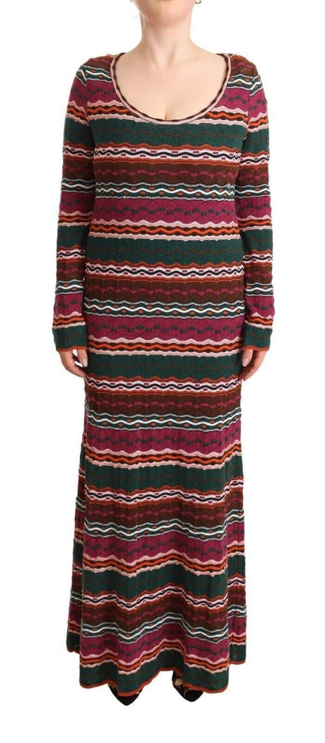 Missoni Multicolor Stripe Wool Knitted Maxi Sheath Dress - Hilstor