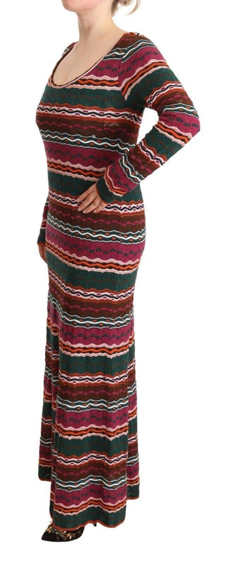Missoni Multicolor Stripe Wool Knitted Maxi Sheath Dress - Hilstor