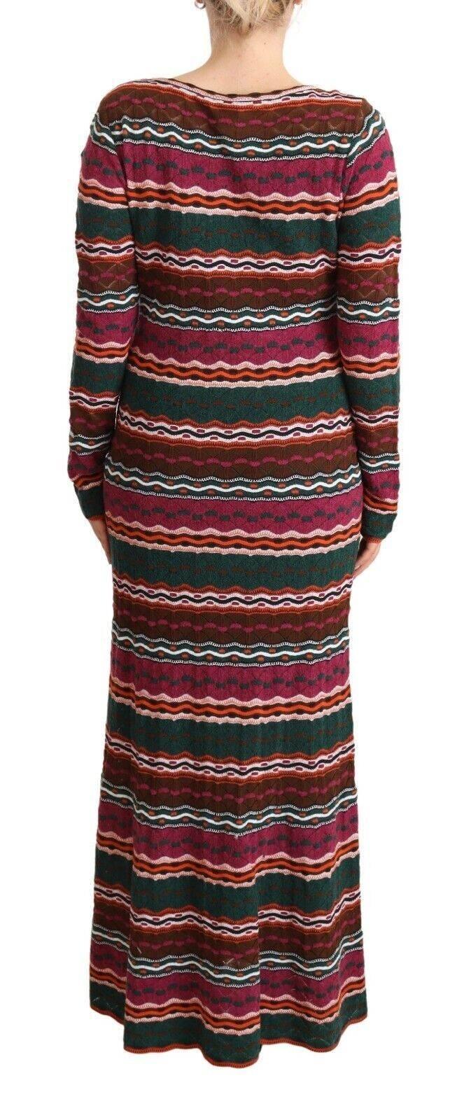 Missoni Multicolor Stripe Wool Knitted Maxi Sheath Dress - Hilstor