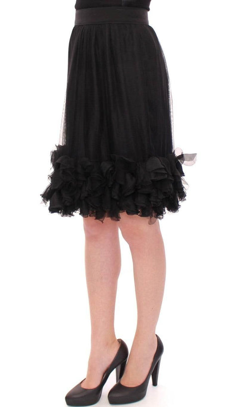 Dolce & Gabbana Elegant Silk Black Skirt for Evenings - Hilstor