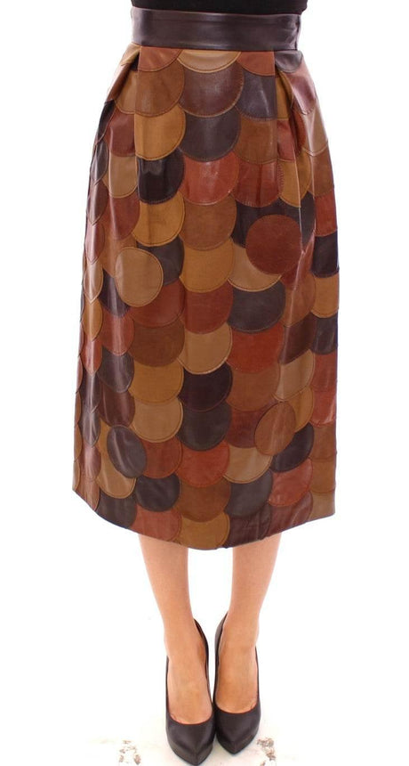 Dolce & Gabbana Elegant Leather Patchwork Skirt - Hilstor