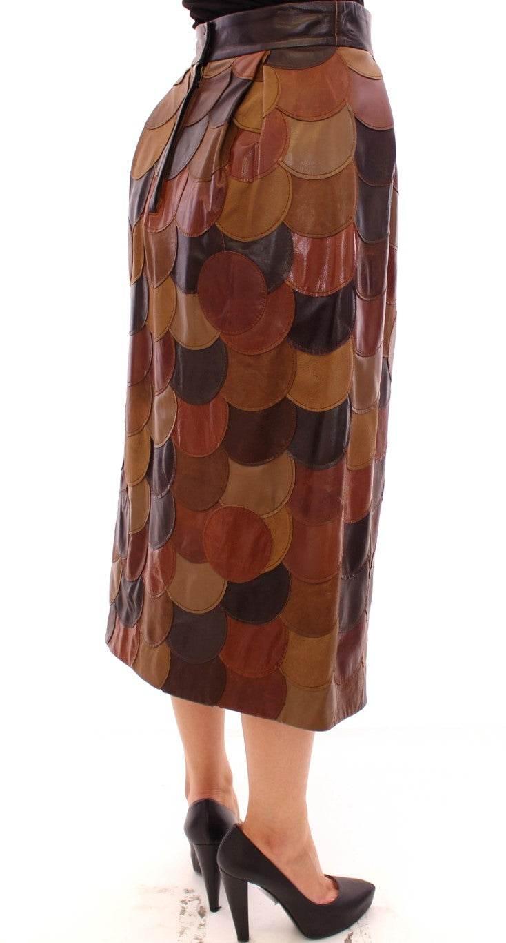 Dolce & Gabbana Elegant Leather Patchwork Skirt - Hilstor