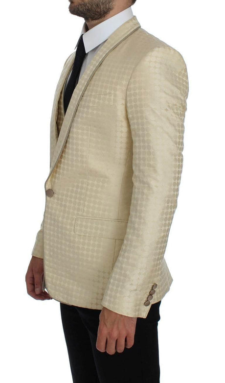 Dolce & Gabbana Beige Polka Dot Silk 2 Piece Blazer - Hilstor