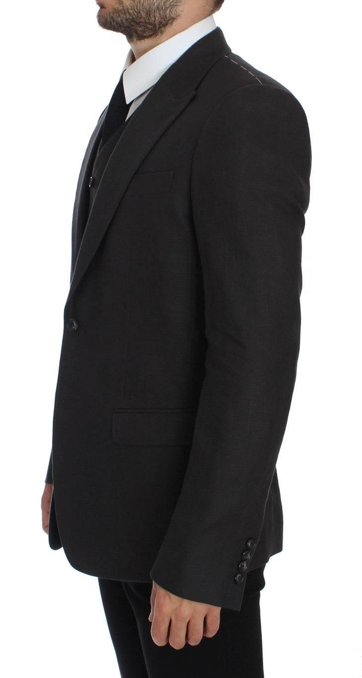 Dolce & Gabbana Elegant Gray Linen Slim Fit Blazer and Vest - Hilstor