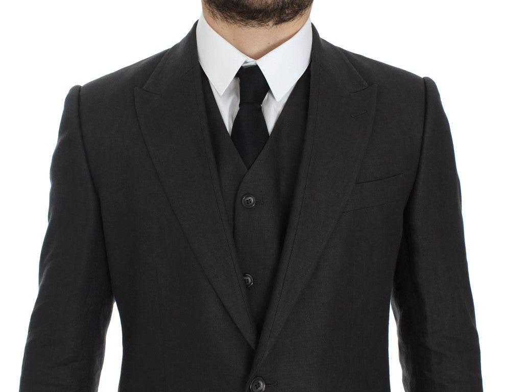 Dolce & Gabbana Elegant Gray Linen Slim Fit Blazer and Vest - Hilstor