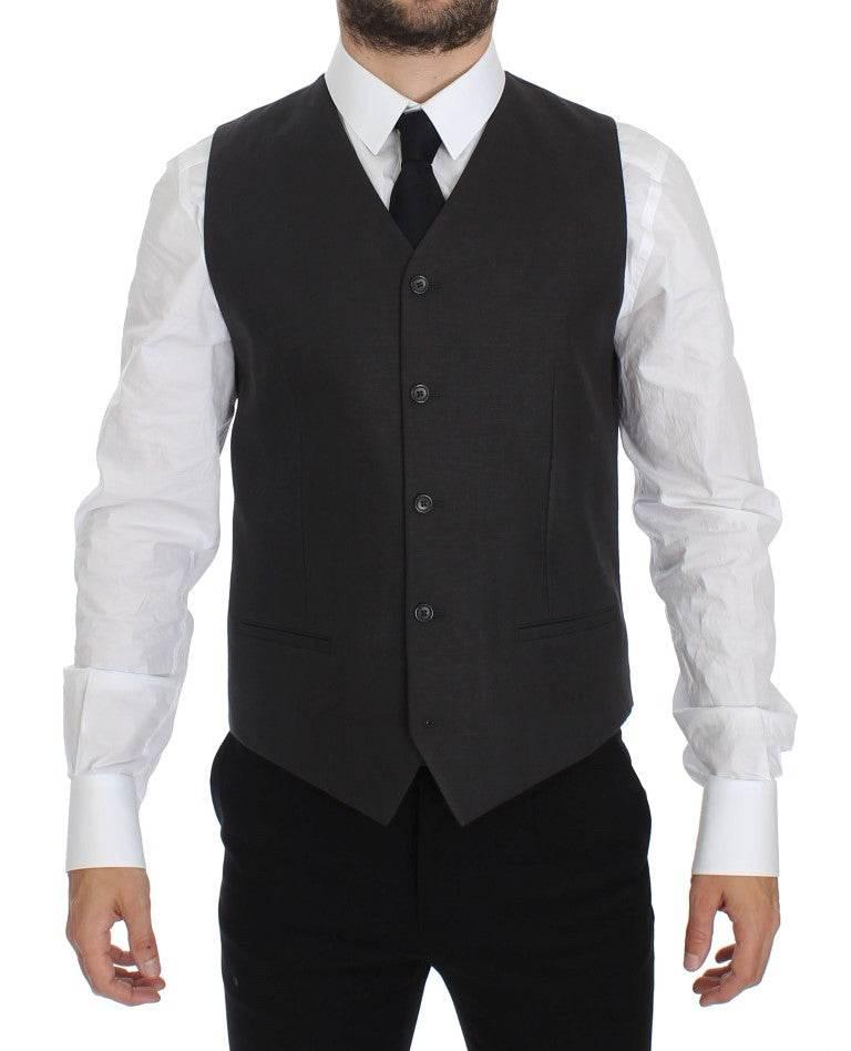 Dolce & Gabbana Elegant Gray Linen Slim Fit Blazer and Vest - Hilstor