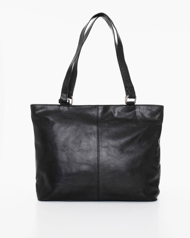 Leather Shoulder Bag NK2028 – Black, Made in Europe | Genuine Leather, Large Compartment & Zippered Pockets - Hilstor