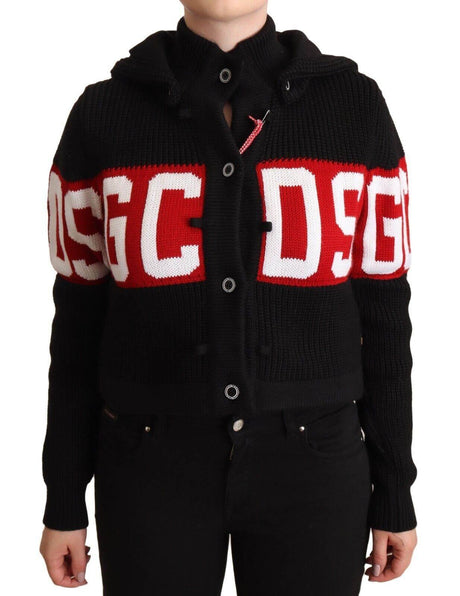 GCDS Chic Black Cashmere Cardigan Jacket - Hilstor