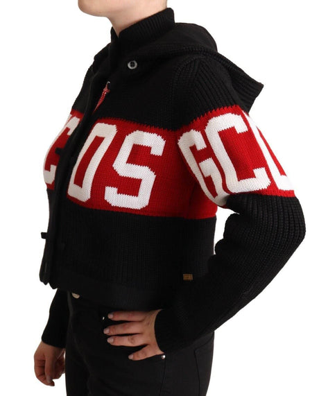 GCDS Chic Black Cashmere Cardigan Jacket - Hilstor