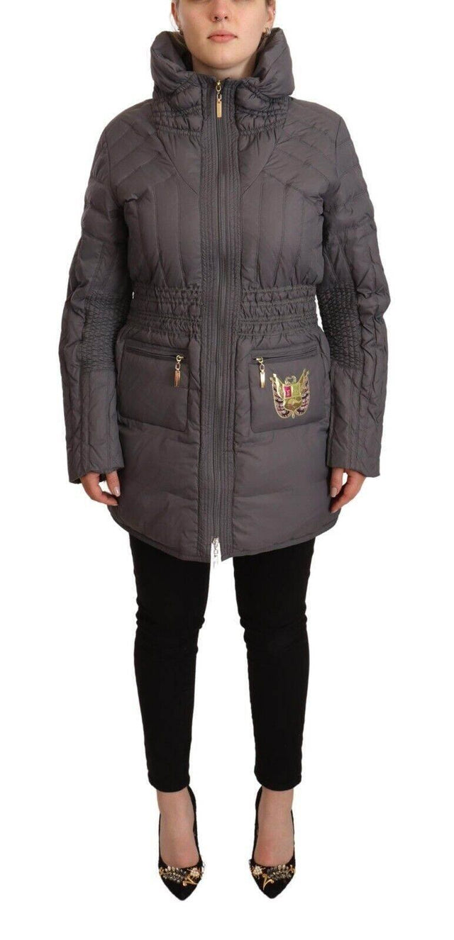 Roccobarocco Elegant Quilted Long Jacket with Logo Patch - Hilstor