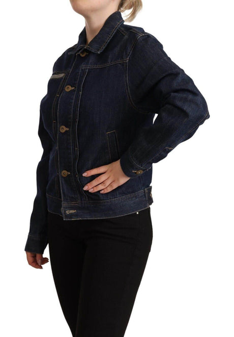 Master Coat Dark Blue Button Down Long Sleeves Denim Jacket - Hilstor