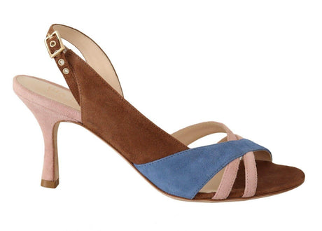 GIA COUTURE Multicolor Suede Leather Slingback Heels Sandals Shoes - Hilstor