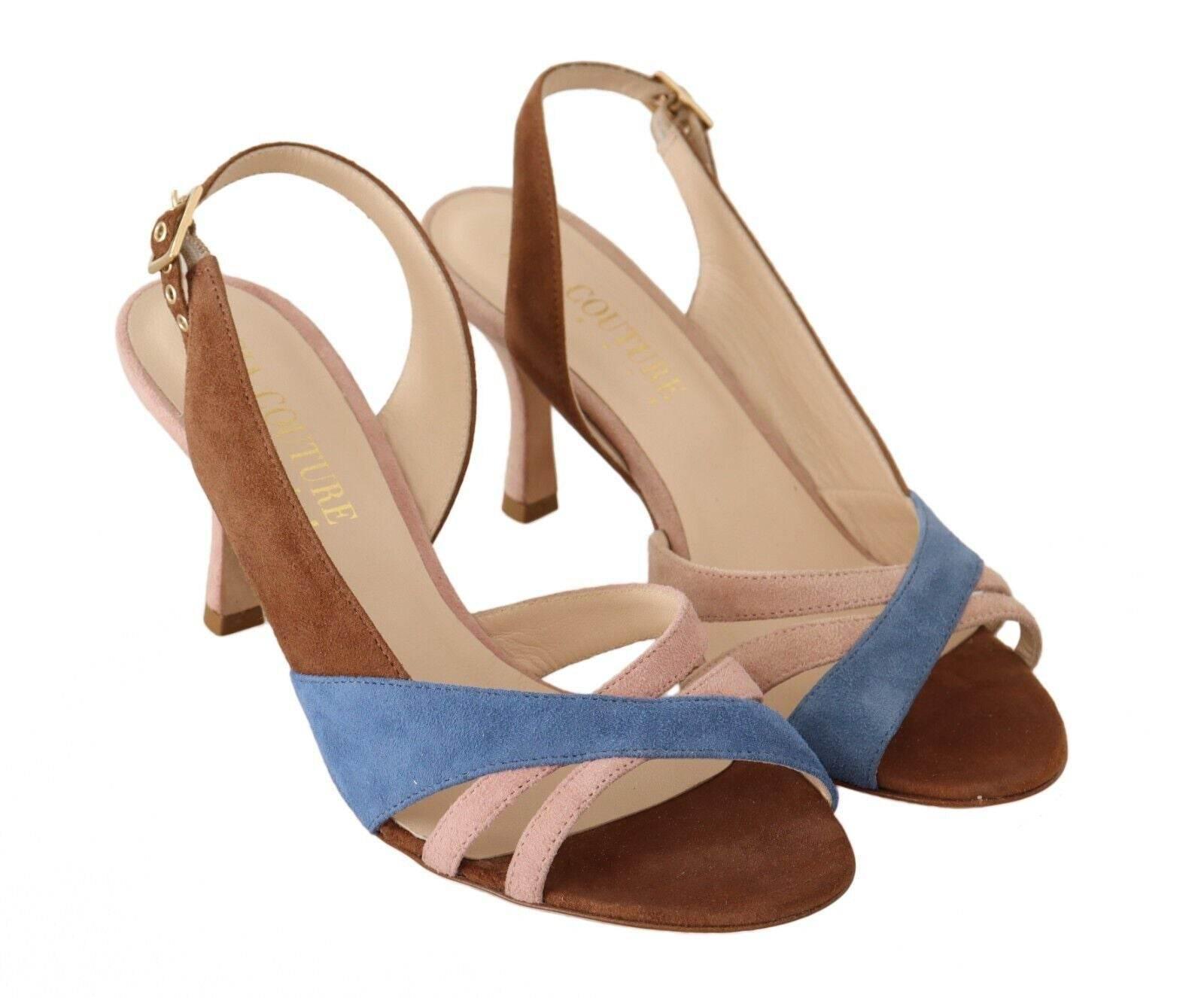 GIA COUTURE Multicolor Suede Leather Slingback Heels Sandals Shoes - Hilstor