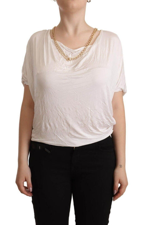 Guess By Marciano White Short Sleeves Gold Chain T-shirt Top - Hilstor