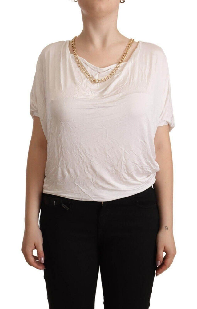 Guess By Marciano White Short Sleeves Gold Chain T-shirt Top - Hilstor