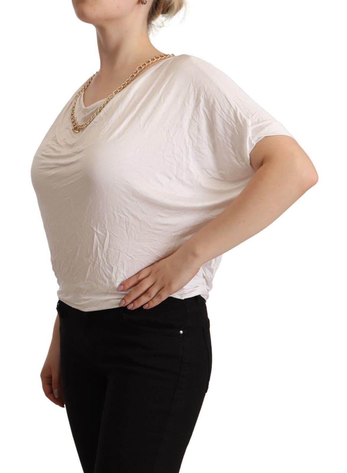 Guess By Marciano White Short Sleeves Gold Chain T-shirt Top - Hilstor