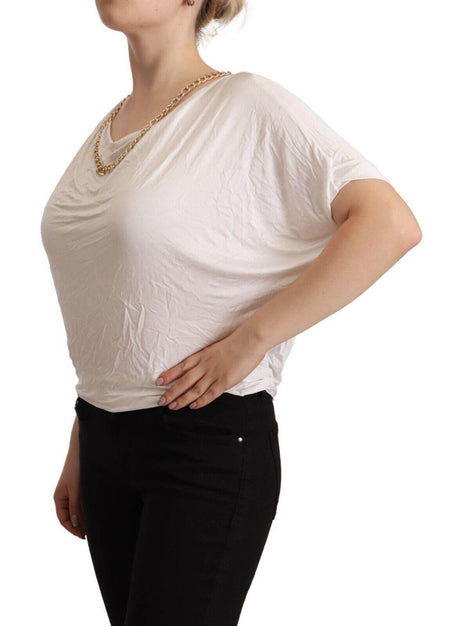 Guess By Marciano White Short Sleeves Gold Chain T-shirt Top - Hilstor