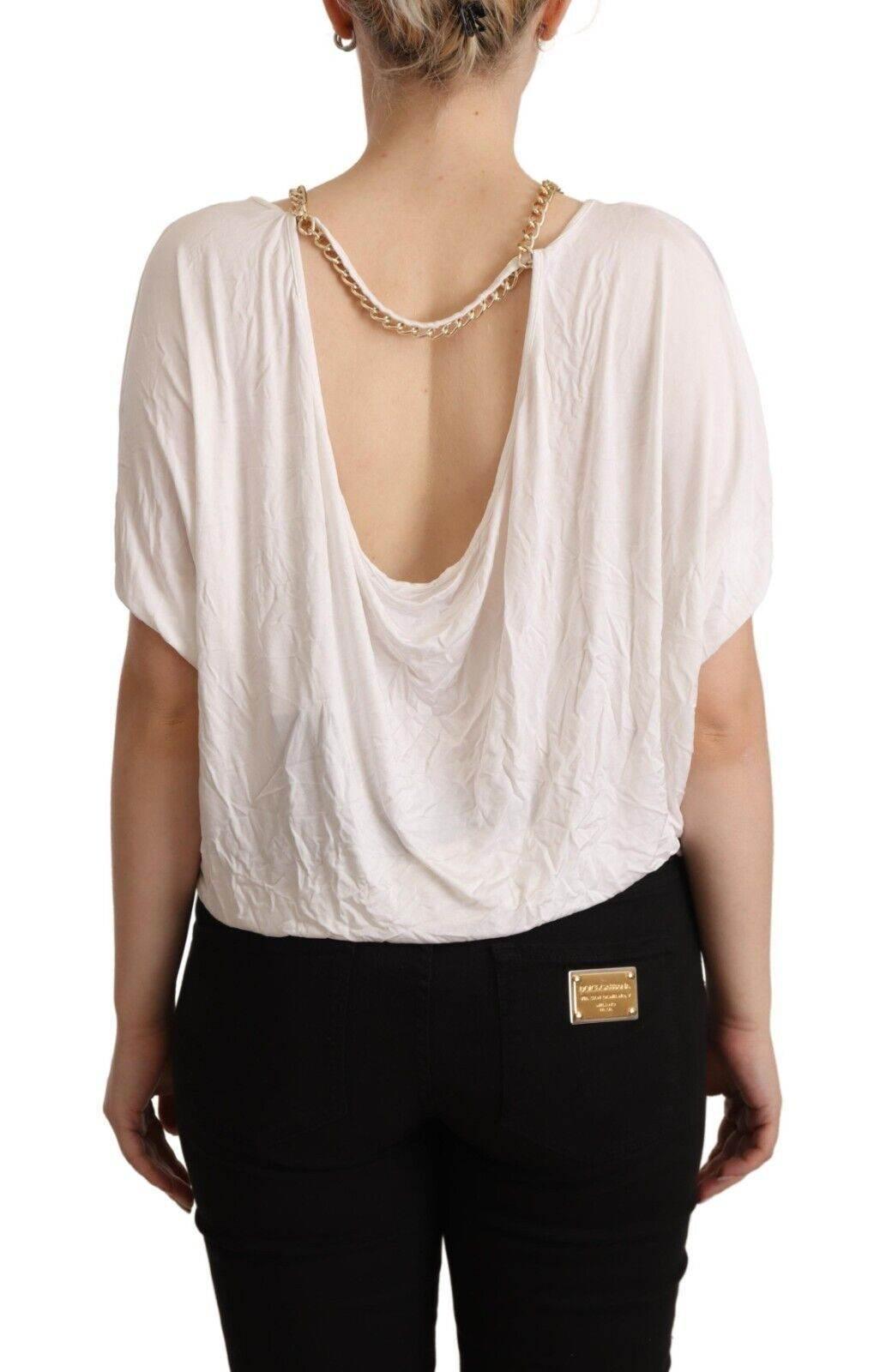 Guess By Marciano White Short Sleeves Gold Chain T-shirt Top - Hilstor
