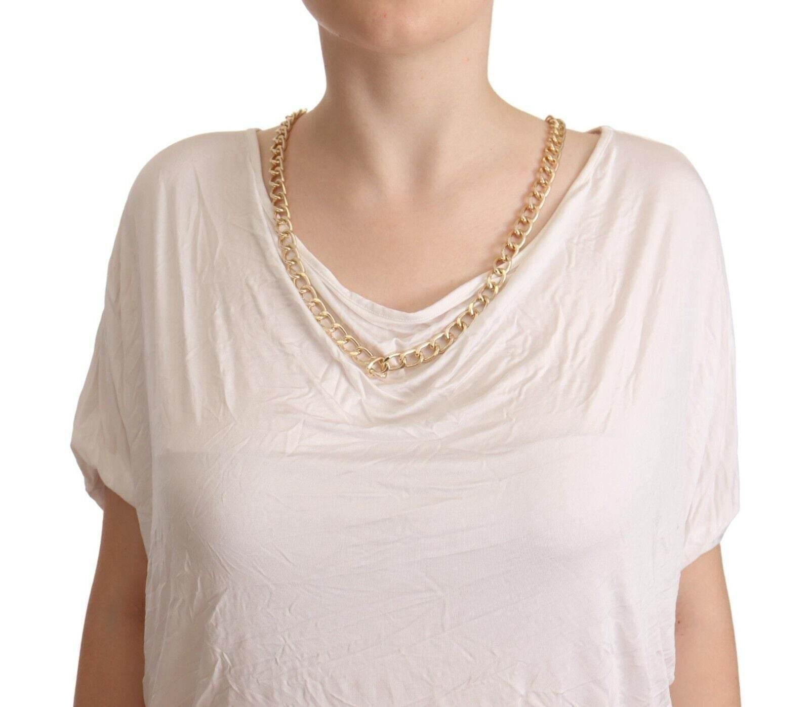 Guess By Marciano White Short Sleeves Gold Chain T-shirt Top - Hilstor