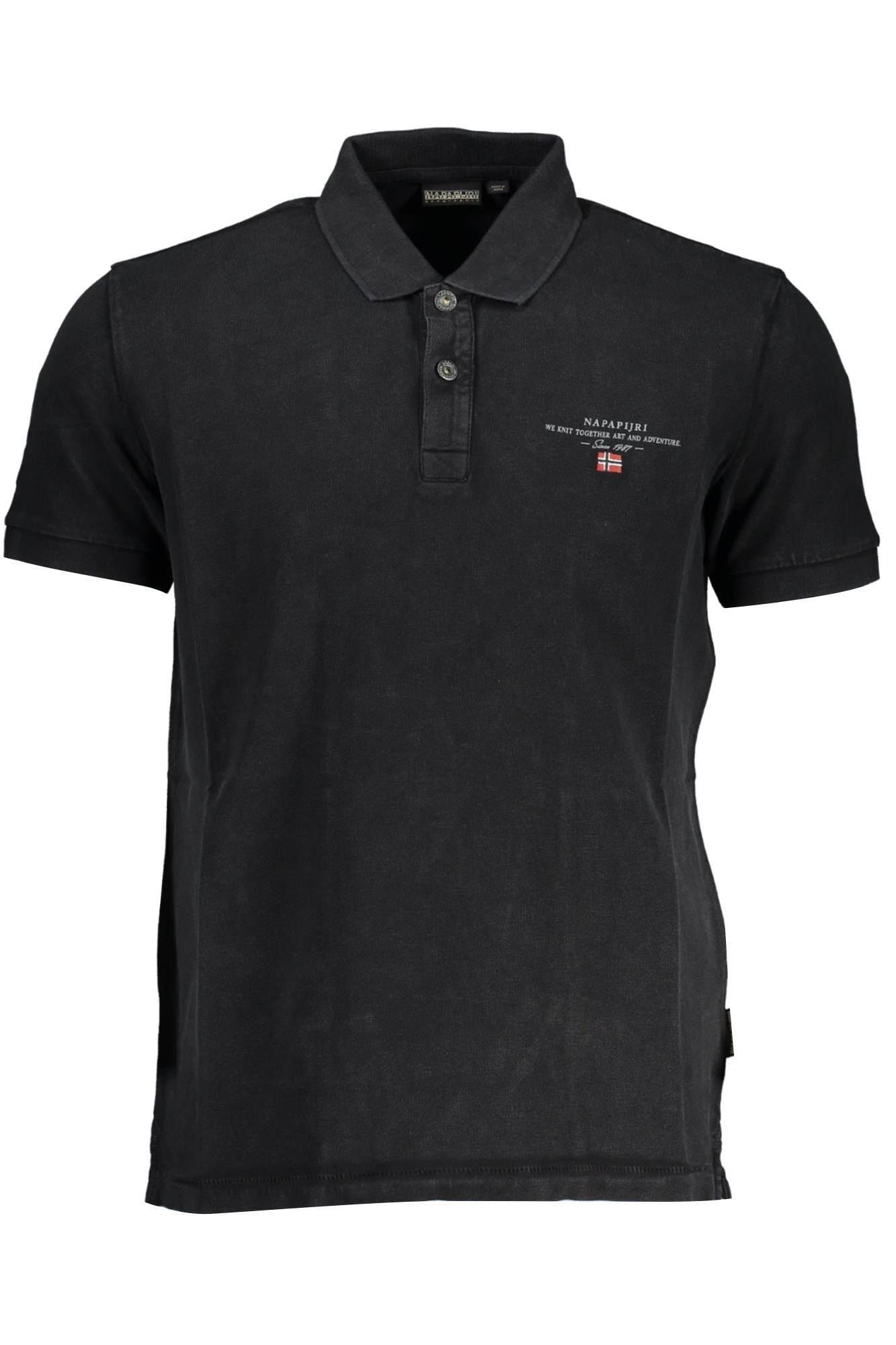 Napapijri Classic Black Embroidered Polo Shirt - Hilstor