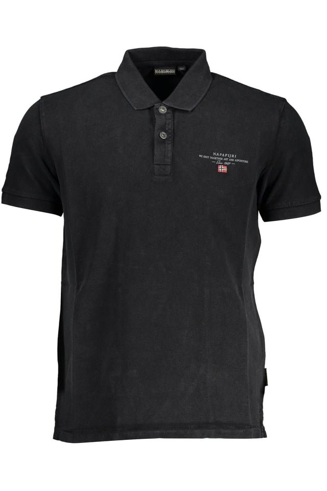 Napapijri Classic Black Embroidered Polo Shirt - Hilstor