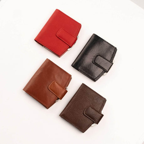 Leather Women’s Wallet with Mirror 24-33 – Handmade in Europe, Natural Leather, 8 Card Slots & Metal-Framed Coin Pocket, 2-Year Warranty - Hilstor