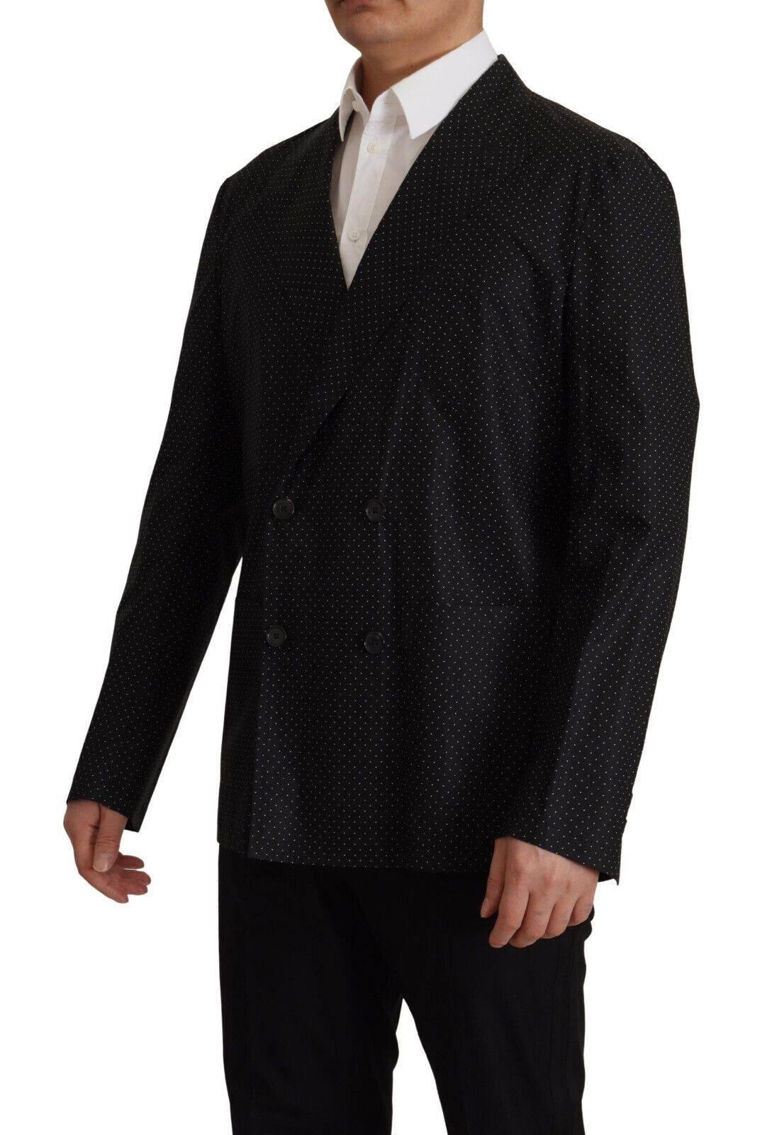 Dolce & Gabbana Black Polka Dotted Cotton Blazer Jacket - Hilstor