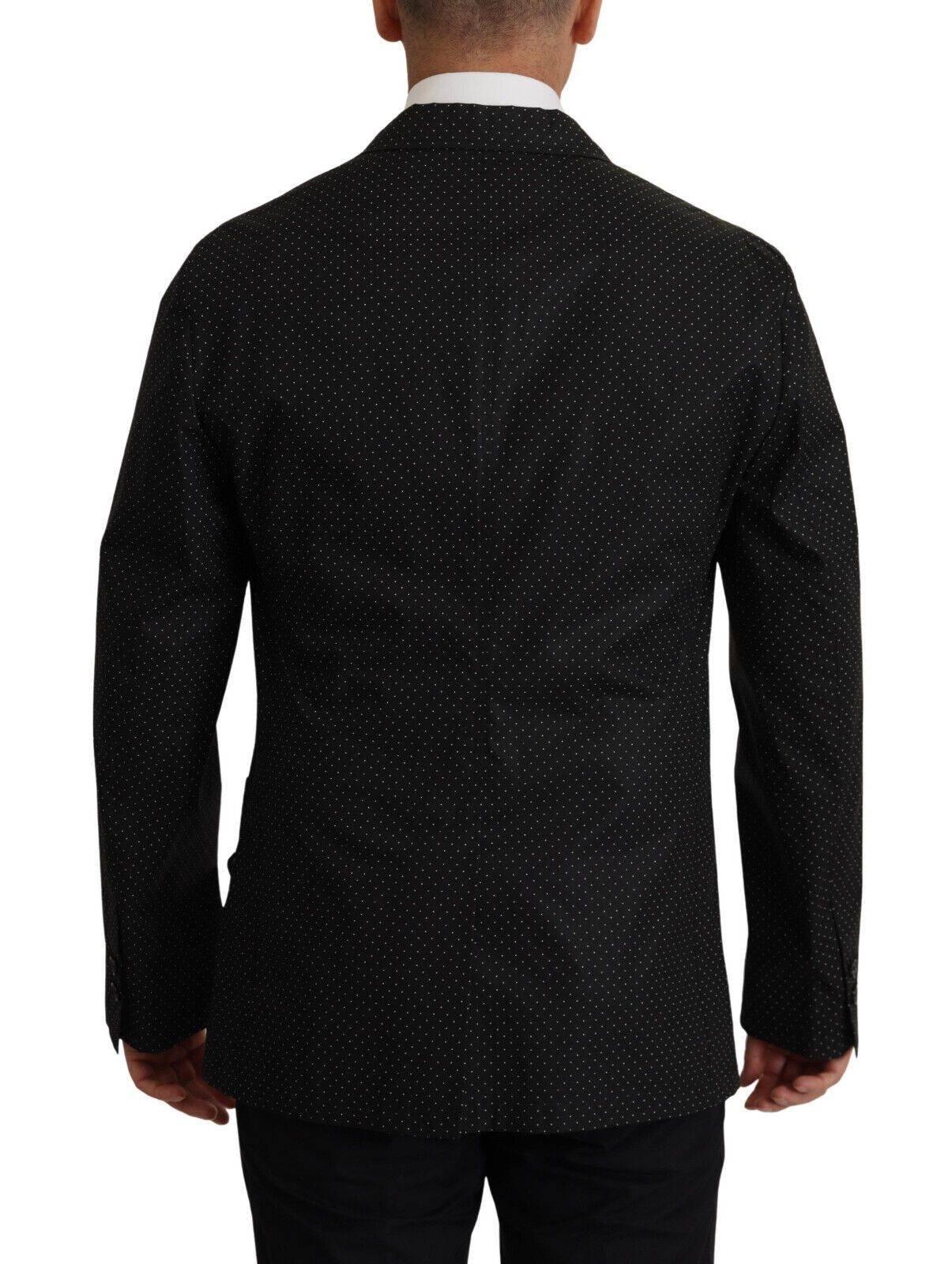 Dolce & Gabbana Black Polka Dotted Cotton Blazer Jacket - Hilstor