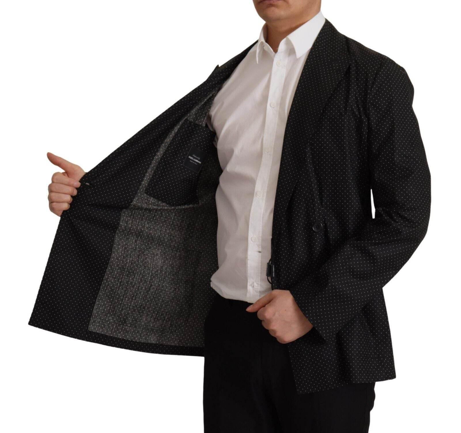 Dolce & Gabbana Black Polka Dotted Cotton Blazer Jacket - Hilstor