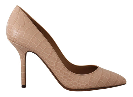 Dolce & Gabbana Elegant Nude Leather Kitten Heels Pumps - Hilstor