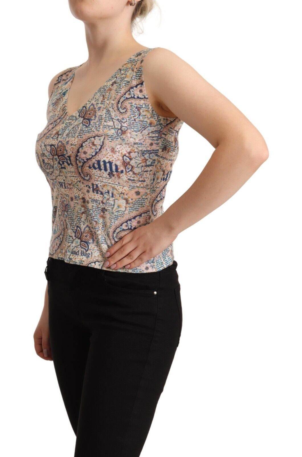 John Galliano Multicolor Cotton Sleeveless V-neck Tank Top - Hilstor