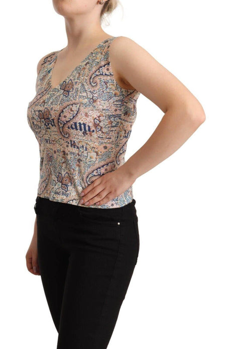 John Galliano Multicolor Cotton Sleeveless V-neck Tank Top - Hilstor