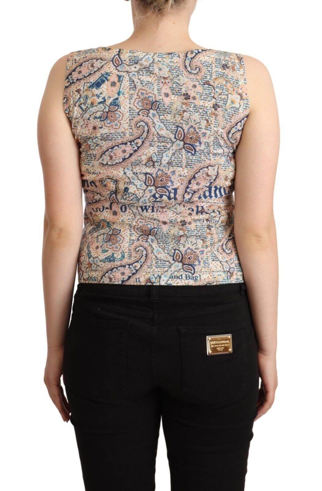 John Galliano Multicolor Cotton Sleeveless V-neck Tank Top - Hilstor