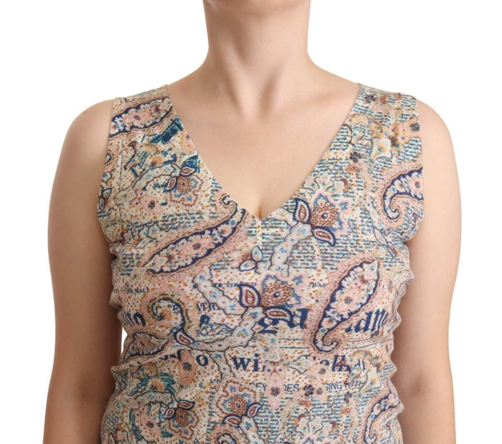 John Galliano Multicolor Cotton Sleeveless V-neck Tank Top - Hilstor
