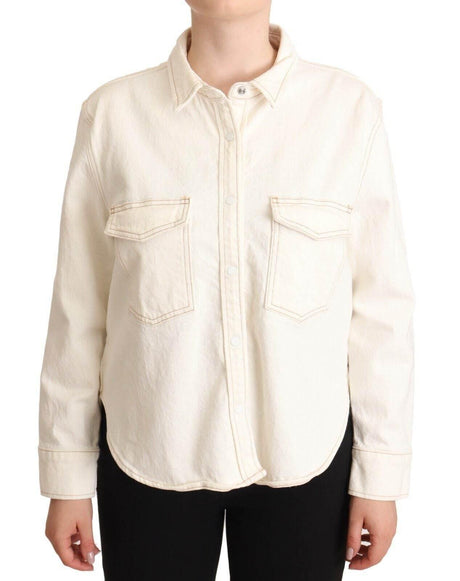 Levi's White Cotton Collared Long Sleeves Button Down Polo Top - Hilstor