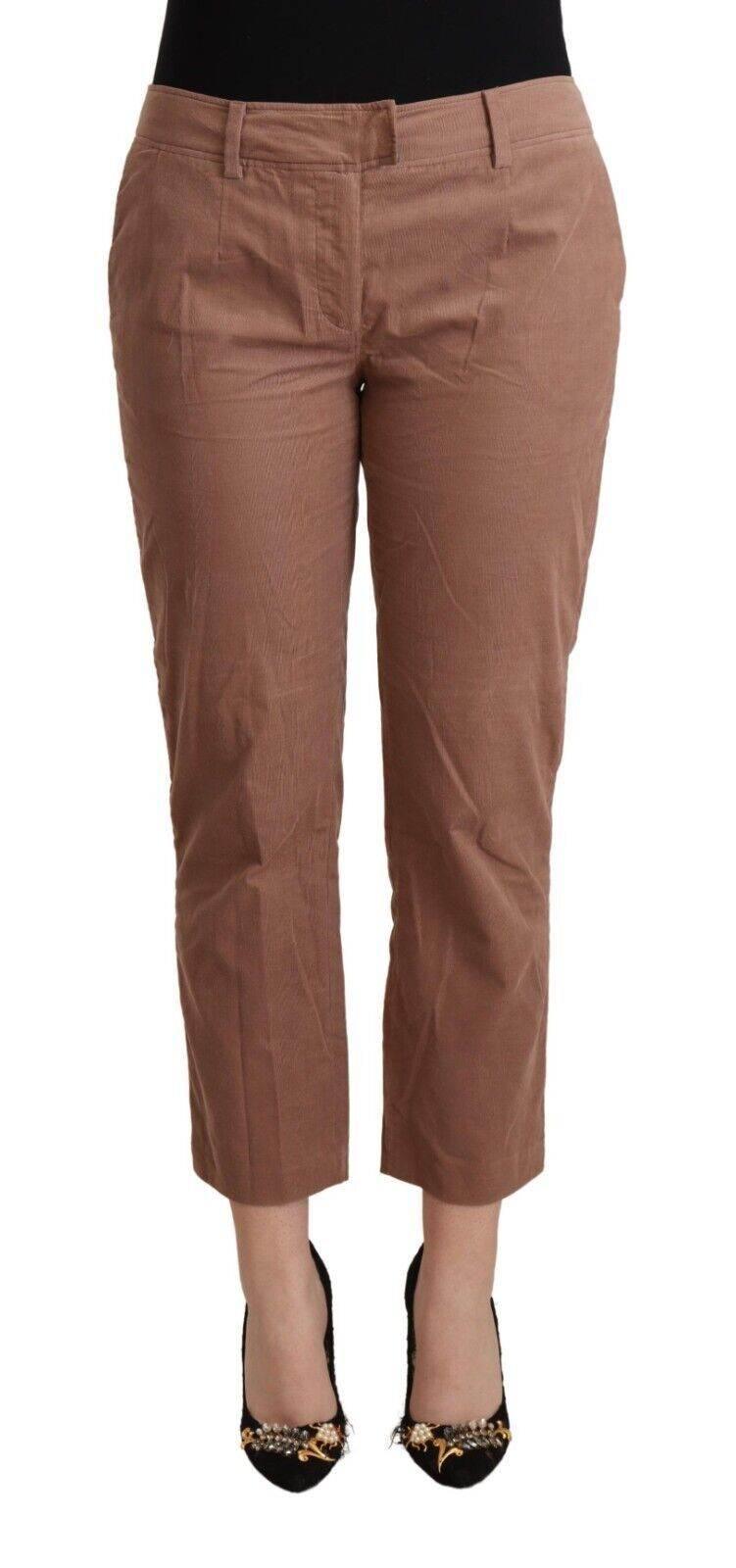 Costume National Brown Cotton Tapered Cropped Pants - Hilstor