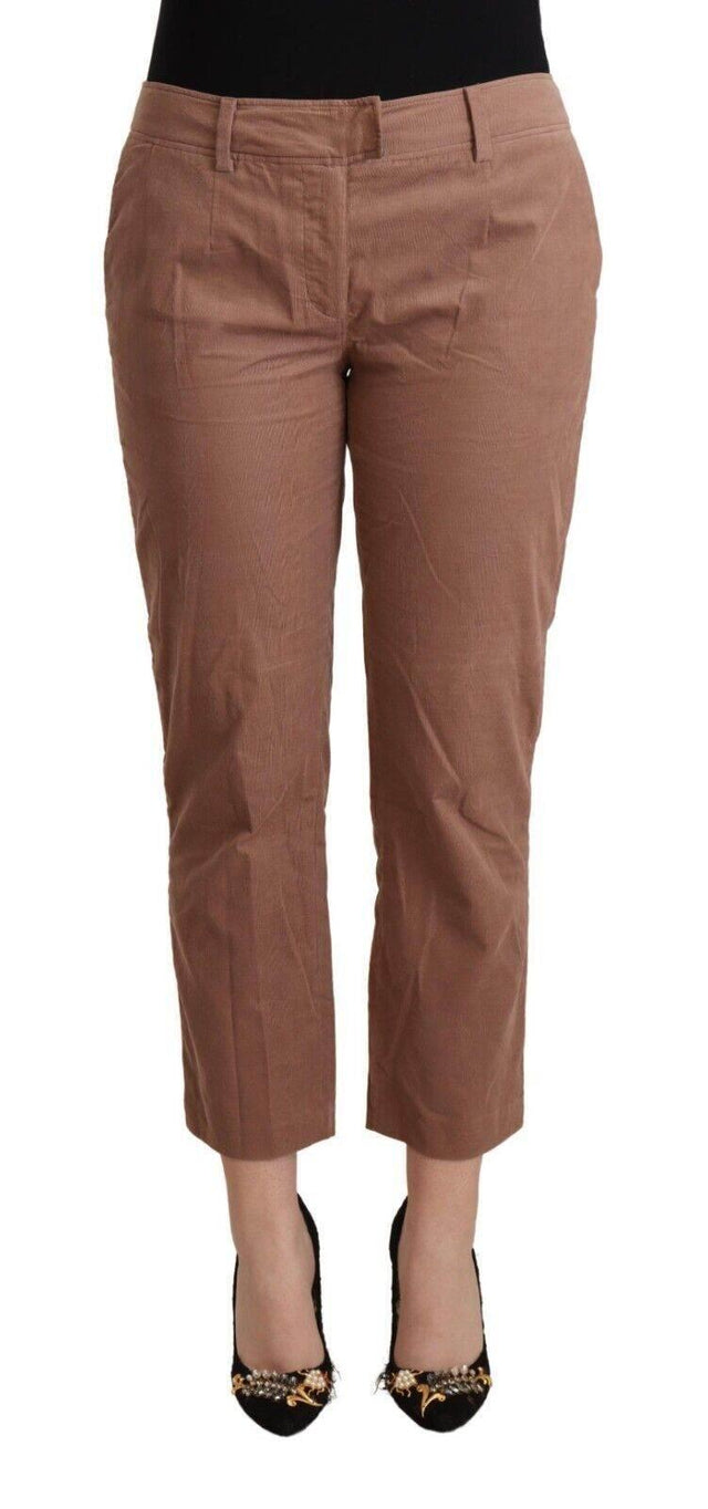 Costume National Brown Cotton Tapered Cropped Pants - Hilstor