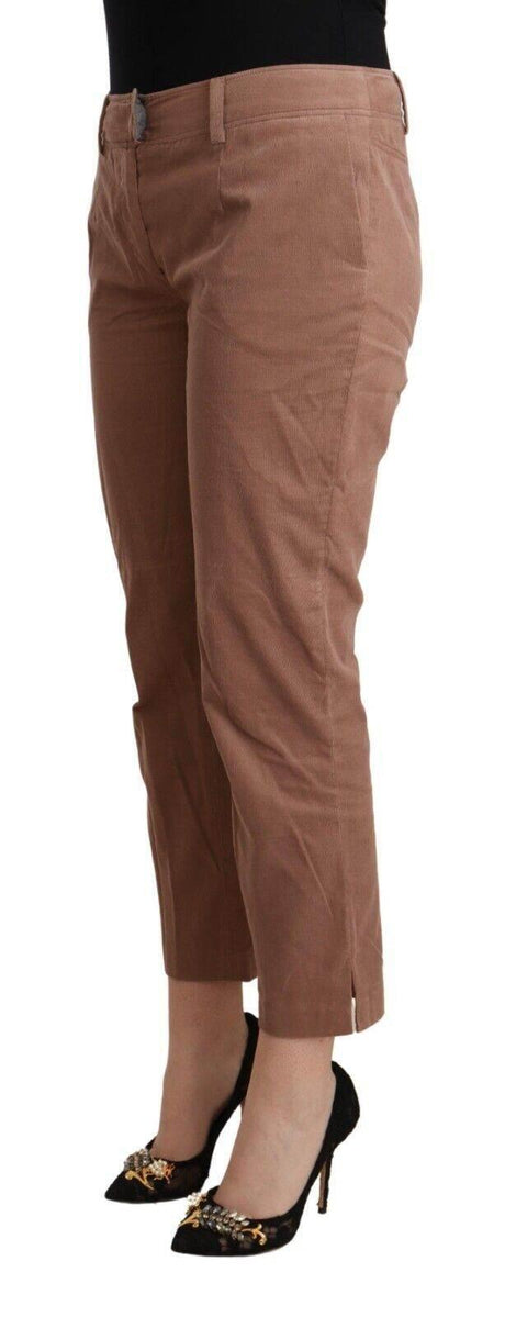 Costume National Brown Cotton Tapered Cropped Pants - Hilstor