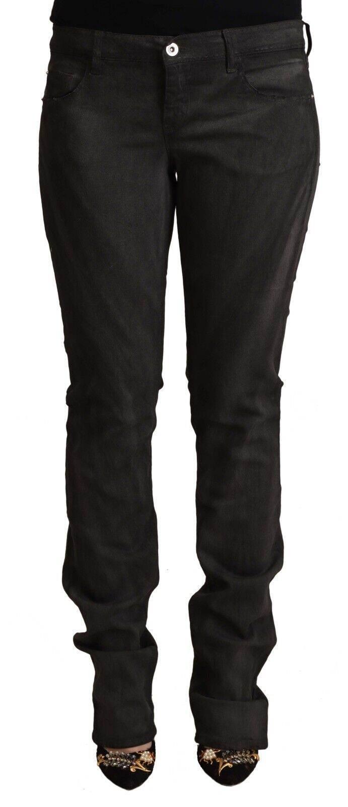 Costume National Black Cotton Mid Waist Skinny Pants - Hilstor