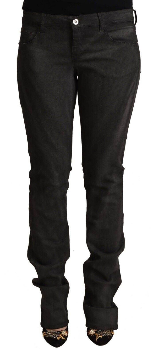 Costume National Black Cotton Mid Waist Skinny Pants - Hilstor