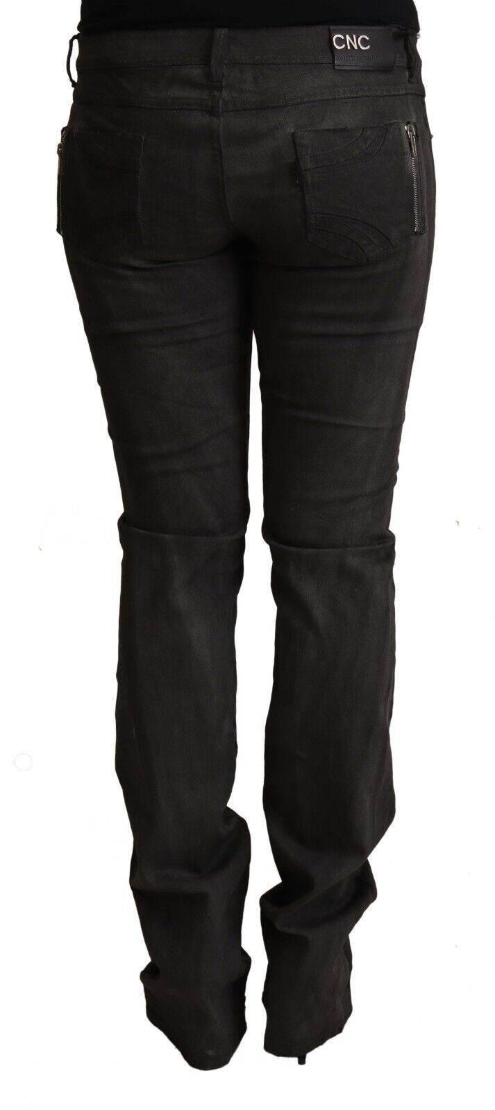 Costume National Black Cotton Mid Waist Skinny Pants - Hilstor