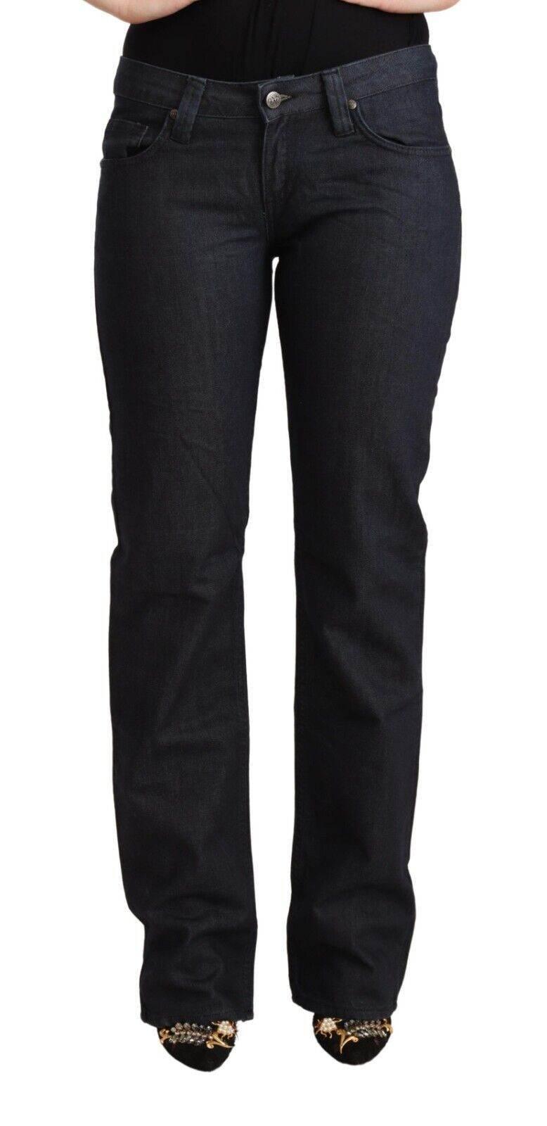 Exte Dark Blue Cotton Stretch Low Waist Straight Denim Jeans - Hilstor