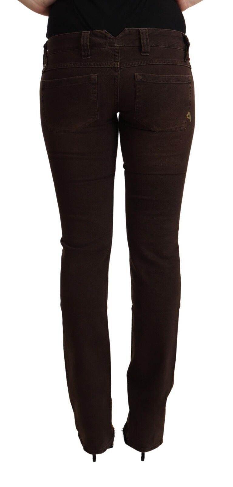 CYCLE Brown Cotton Stretch Low Waist Slim Fit Denim Jeans - Hilstor