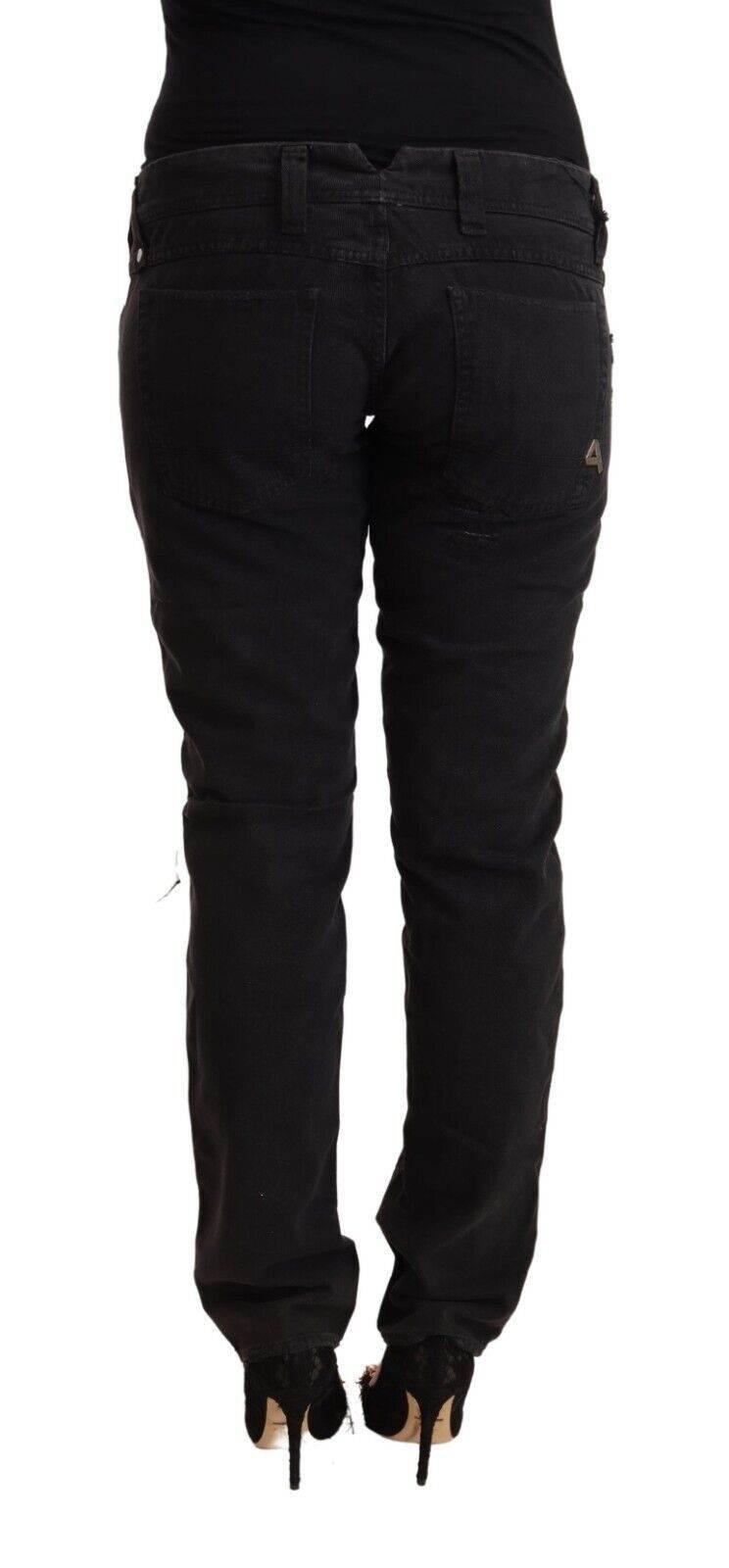 CYCLE Black Cotton Distressed Low Waist Slim Fit Denim Jeans - Hilstor