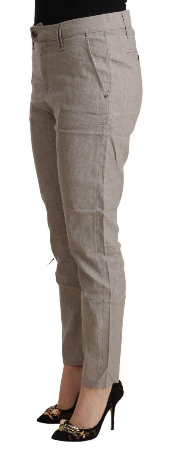 CYCLE Light Gray Linen Blend Mid Waist Tapered Pants - Hilstor