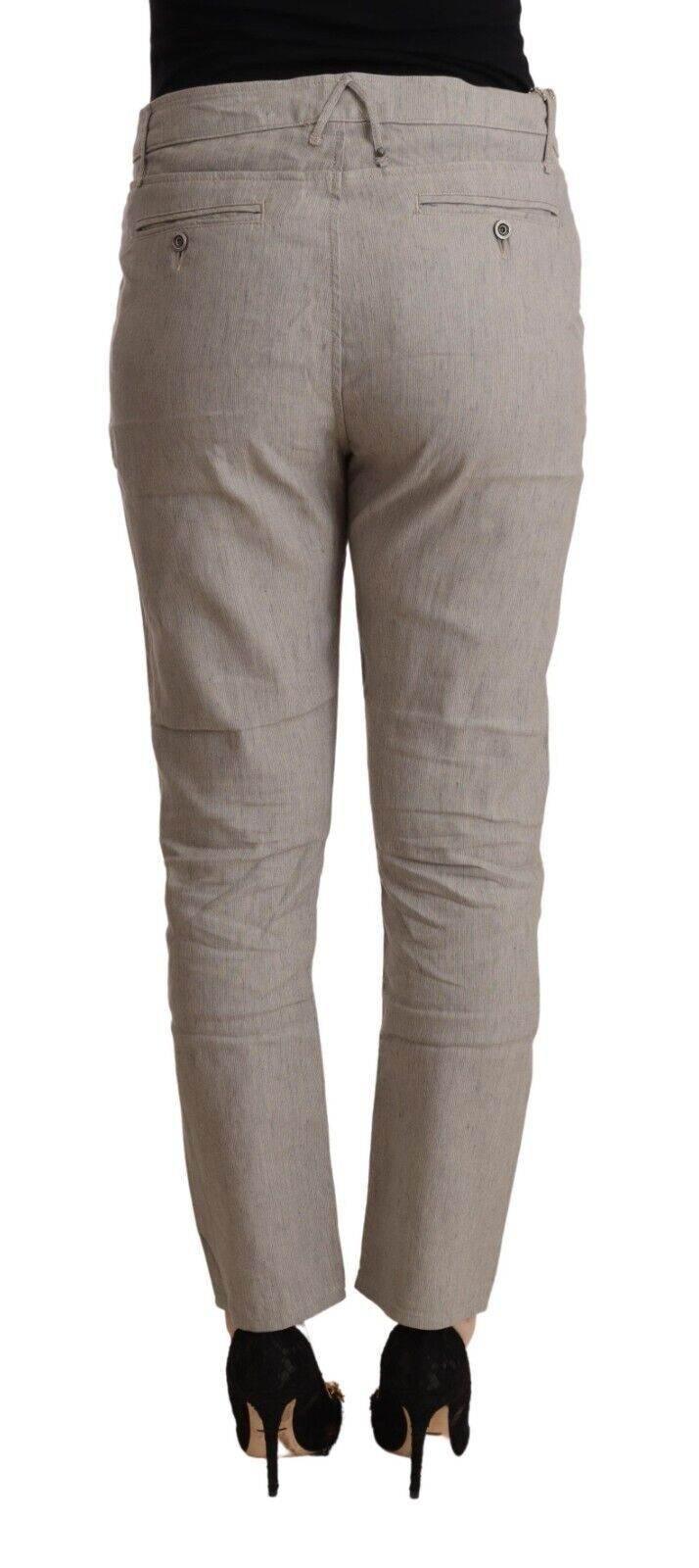 CYCLE Light Gray Linen Blend Mid Waist Tapered Pants - Hilstor