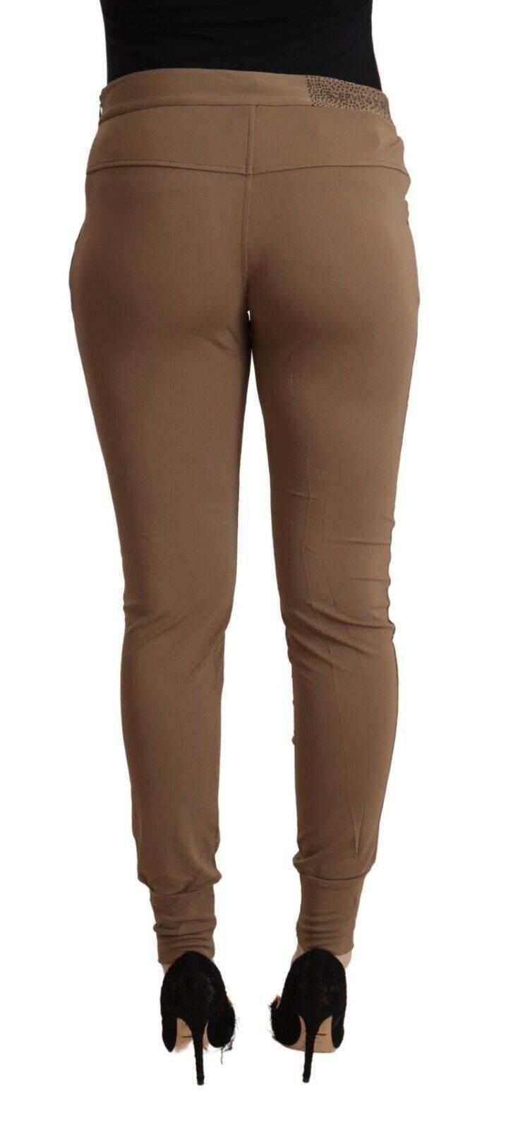 Scervino Street Brown Viscose Mid Waist Slim Tapered Pants - Hilstor