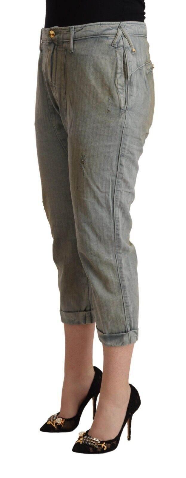 CYCLE Gray 100% Cotton Mid Waist Skinny Cropped Pants - Hilstor