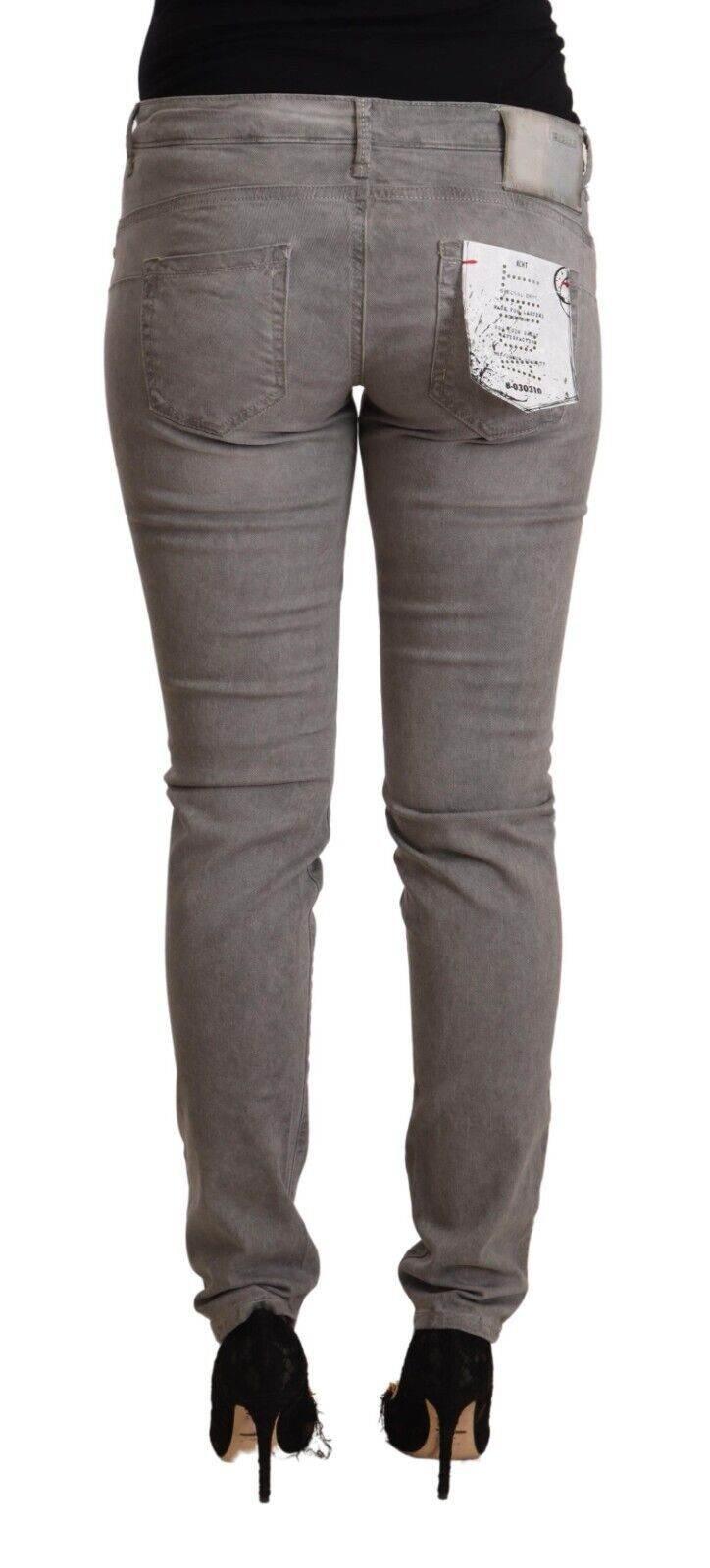 Acht Gray Cotton Low Waist Skinny Push Up Denim Jeans - Hilstor